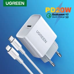 شاحن UGREEN بتقنية الشحن السريع 4.0 و3.0 وQC وPD بقدرة 20 واط، شاحن سريع USB من النوع C لأجهزة iPhone 18 و17 و16 Pro وهواتف Xiaomi.