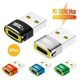 1/2/5 قطعة USB إلى نوع C OTG محول USB USB-C أنثى إلى USB ذكر PD100W شحن سريع OTG موصل للكمبيوتر ماك بوك سامسونج شاومي