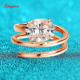 Smyue 1CT-3CT معتمد 14K مطلي مويسانيتي خاتم سوليتير المرأة الزفاف مختبر الماس الفرقة النقي 925 الفضة 100% شاني أيرجل
