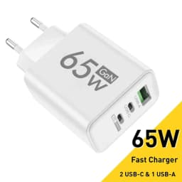 GaN شحن سريع 65 واط USB نوع C شاحن الاتحاد الأوروبي KR PD 3.0 شحن سريع جدار لمحول الهاتف آيفون 15 شاومي هواوي سامسونج
