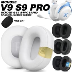 وسائد أذن بديلة من الفوم لسماعات MCHOSE V9 S9 PRO وV9 PRO S9 PRO MCHOSE X9، وسائد أذن من الفوم المرن والجلد البروتيني
