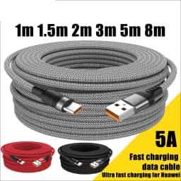 كابل USB نوع C بقوة 5 أمبير للشحن السريع الفائق لهواتف آيفون 15 و16 و17 وجميع هواتف هواوي وسامسونج وأوبو وون بلس، كابل تمديد USB-C عالمي