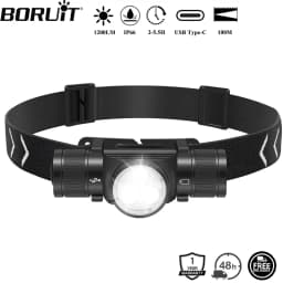 BORUiT HP330 3 * المصابيح كشافات 1200LM قوية نوع C قابلة للشحن المصباح مقاوم للماء التخييم الصيد رئيس الشعلة فانوس