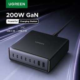 شاحن UGREEN 200W GaN 8 في 1 من أجل سطح المكتب للشحن السريع للابتوب و iPhone 18 و 17 و 15 Pro Max و Macbook Air و Xiaomi و Samsung والأجهزة اللوحية