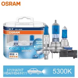 مصباح أمامي هالوجين OSRAM H7 H4 H1 H11 HB3 9005 HB4 9006 للسيارة، إضاءة عالية/منخفضة، 5300K، 12 فولت، 55 واط، أبيض فائق بارد (قطعتان)