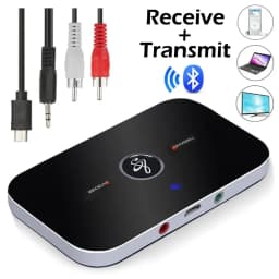 جهاز إرسال واستقبال صوتي بلوتوث 5.0 مع مدخل RCA و3.5 ملم AUX ودونجل USB، محول موسيقى ستيريو لاسلكي للسيارة والكمبيوتر والتلفزيون وسماعات الرأس