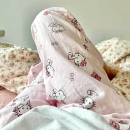 سروال نوم صيفي للنساء من سانريو هيلو كيتي، تصميم قطة لطيفة، فضفاض ورقيق، بخصر مرتفع، سروال كاجوال، ضروري للاستخدام المنزلي