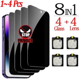 1~4PCS آيفون 15 14 13 برو ماكس زجاج مضاد للتجسس iPhone 18 17 16 15 14 13 Pro Max واقيات شاشة الخصوصية وفيلم حماية الكاميرا iPhone15 12 11 Pro Anti Spy Glass