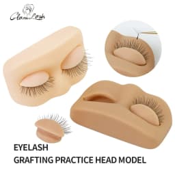 GLAMLASH Mini Lash Flat Model Head Practice Eyelash Extension Training Head مع جفون بديلة قابلة للإزالة