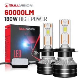 مصابيح أمامية LED من Bullvision K5C H7 H4 H11 H1 H8 9005 HB3 9006 HB4 9012 880 881 H27 9007 9008 H13 6000K 8000K CSP Canbus للسيارات