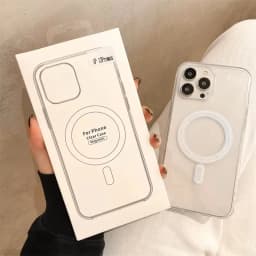 غطاء شفاف أصلي لـ Magsafe مع شحن لاسلكي مغناطيسي وتأثيرات متحركة لهواتف آيفون 16، 15، 14، 13، 12، 11 بلس، ميني، برو، ماكس، XS، XR.