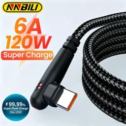 NNBILI 120 واط USB إلى Type-C كابل 90 درجة الكوع الهاتف المحمول شحن سريع لهواوي ماتي 60 شاومي سامسونج شاحن سلك البيانات
