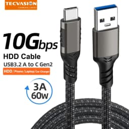 USB3.2 10Gbps USB نوع C كابل USB A إلى C 3A 60 واط QC3.0 شحن سريع لسامسونج NVMe القرص الصلب الخارجي أندرويد البيانات جديلة 2 متر