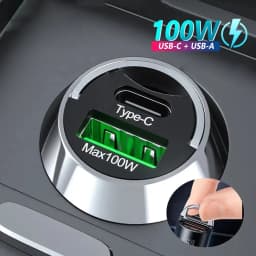 100 واط USB شاحن سيارة أخف شحن سريع USB نوع C سيارة مهايئ شاحن الهاتف آيفون شاومي سامسونج شحن سريع 3.0 QC3.0