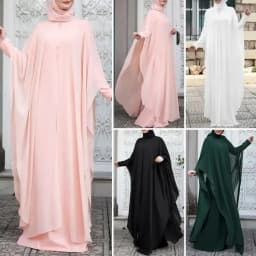 عبايات عيد إسلامية للنساء فساتين متواضعة مزيفة من قطعتين إسلامية فيستدوس عربي طويل جلابية رمضان المغرب دبي قفطان