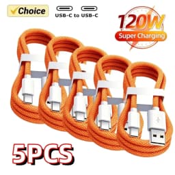 5 قطع كابل USB A إلى USB C بقوة 240 واط للشحن السريع يدعم الشحن السريع لأجهزة آيفون 17 و16 و15 وسامسونج وهواوي وشاومي وغيرها