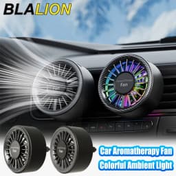 BLALION سيارة مروحة صغيرة منفذ الهواء مروحة ملونة المحيطة ضوء نوع C شحن ميناء سيارة منفذ الهواء كليب المشجعين 3 سرعات معطّر الهواء