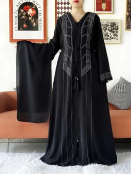 عباية نسائية مفتوحة من الشيفون مع سحاب ، فستان إسلامي أنيق ، ملابس إسلامية ، سترة ، جديدة