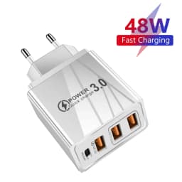 48 واط 3USB شاحن سريع نوع C QC 3.0 المحمولة الجدار شاحن PD شحن سريع الاتحاد الأوروبي/الولايات المتحدة التوصيل لسامسونج هواوي شاومي الهاتف الجدار محول