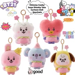 BT21 شيمي كوكي كويا شوكي تاتا الإبداعية أنيمي الطرفية سلسلة مفاتيح من الكرتون شخصية لطيف على ظهره قلادة دمية الزخرفية
