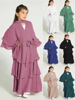رمضان نقاب شيفون خمار للأطفال ، عباية إسلامية ، دبي خمار ، فستان تركي إسلامي ، ملابس صلاة للنساء ، رداء كباية نسائي