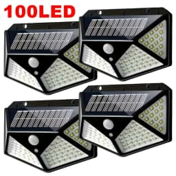 مصباح حديقة شمسي خارجي بـ 100 مصباح LED مع مستشعر حركة، إضاءة مقاومة للماء للحدائق والأسوار والساحات والممرات والسلالم