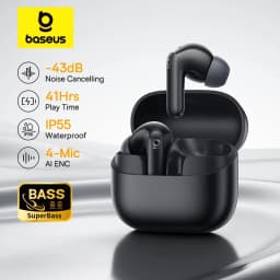 Baseus Bass EP10 NC -43dB إلغاء الضوضاء ANC سماعات أذن لاسلكية حقيقية بلوتوث 6.0 سماعات أذن لاسلكية 4 ميكروفونات ENC سماعات أذن