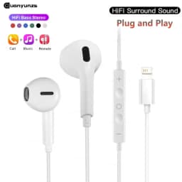 سماعات أذن أصلية بمنفذ USB-C لهواتف آبل آيفون 16 و15 برو ماكس و14 و13 و12 و11 وX وXR و7 و8 بلس، سماعات سلكية بمنفذ Type-C مع صوت عميق