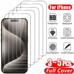 غشاء زجاجي شفاف لهاتف أيفون18 17 16 15 برو ماكس واقي شاشة لهاتف أيفون 11 12 13 14 15 بروiPhone 15 16 Pro Max زجاج مقسى iPhone13 Mini 16 Plus Glass