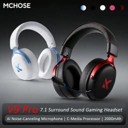 سماعة رأس إلكترونية رياضية MCHOSE V9 Pro بثلاثة أوضاع للألعاب، لاسلكية USB مع صوت محيطي 7.1 قناة، سماعة رأس محمولة مع ميكروفون