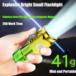 مصباح يدوي صغير محمول فائق السطوع ، 3LED ، شعلة فلاش انفجار ، قابلة لإعادة الشحن ، أضواء الطوارئ في الهواء الطلق مع مشبك القلم ، مغناطيس الذيل