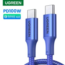 كابل UGREEN USB-C PD3.0 بقوة 100 واط من النوع C إلى النوع C للشحن السريع لأجهزة ماك بوك وسامسونج S26/25 وآيفون 18/17/16 وكابل QC4.0 من النوع C