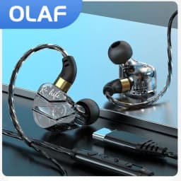 OLAF HiFi نوع C سماعات الألعاب سماعات أذن سلكية يدوي باس ستيريو 3.5 مللي متر سماعة ألعاب سماعات أذن رياضية إلغاء الضوضاء