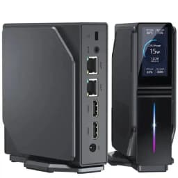 كمبيوتر صغير RGB مع شاشة Intel Alder Lake-N100 16GB DDR4 512GB SSD كمبيوتر عمودي للمنزل/المكتب - شاشة LCD