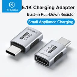 محول شحن Hagibis 5.1k بمقاومة، محول USB C ذكر إلى USB C أنثى لماكينة الحلاقة والتشذيب وسماعات الرأس والمروحة والمفك الكهربائي