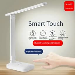 LED اللمس التبديل الأبيض للطي لمبة مكتب غرفة نوم السرير دراسة القراءة العناية بالعين ليلة مصباح USB المكونات في عكس الضوء الأبيض لمبة مكتب