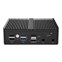 كمبيوتر مصغر بدون مروحة H7-B مع معالج إنتل N100 و4 منافذ شبكة 2.5 جيجابت، يدعم PfSense/MikROS/OPNsense كراوتر/جدار حماية/شبكة افتراضية خاصة، ذاكرة DDR4/NVMe، منافذ HDMI/DP