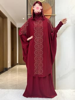 طقم عباية إسلامية مكون من قطعتين لرمضان جديد لعام 2025 طقم ملابس صلاة للنساء فستان حجاب طويل خيمار تنورة إسلامية