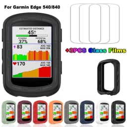 حافظة حماية شمسية من Garmin edge + 3 أغشية زجاجية للدراجة بنظام تحديد المواقع ، واقي قشرة سيليكون