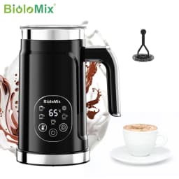 رغوة الحليب BioloMix 5 في 1 مع شاشة LED مطورة تعمل باللمس - صانع رغوة ساخن وبارد لتدفئة الحليب للاتيه القهوة