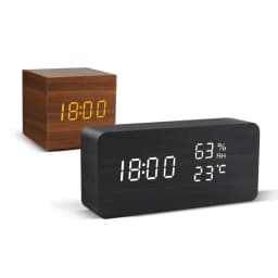 ساعة تنبيه LED ساعة خشبية الجدول التحكم الصوتي الرقمية الخشب Despertador USB/AAA بالطاقة الإلكترونية سطح المكتب الساعات
