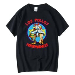 تي شيرت صيفي للرجال بأكمام قصيرة عالي الجودة من مزيج القطن مطبوع عليه Breaking Bad LOS POLLOS Chicken Brothers كاجوال للرجال