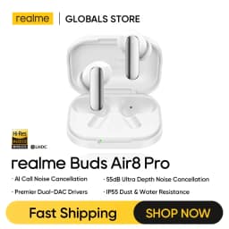 سماعات أذن لاسلكية حقيقية realme Buds Air8 Pro TWS بتصميم ماستر، إصدار عالمي، مع ترجمة بالذكاء الاصطناعي، تقنية Gemini AI، بلوتوث 6.1