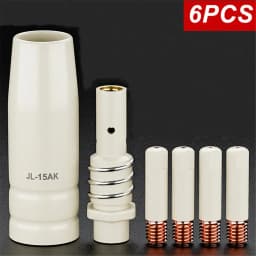 6 قطع/عبوة، أداة لحام مطلية MB-15AK 15AK، 0.8 مم 1.0 مم 1.2 مم، فوهة نحاسية بنفسجية بطلاء موصل، غلاف عازل للاتصال
