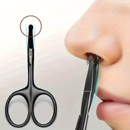 1 قطعة مرآة فضية فاتحة سوداء مستديرة الرأس سلامة الأنف مقص عر مقص محايد الفولاذ المقاوم للصدأ