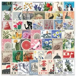 10/30/50 قطعة الكرتون الرجعية الفن Stamps ملصقات النمط الياباني DIY بها بنفسك السفر الأمتعة الغيتار الثلاجة محمول الكتابة على الجدران ملصق طفل الشارات
