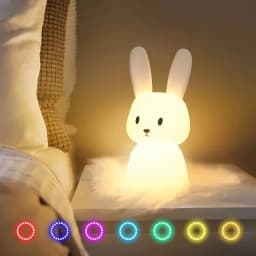مصباح ليلي LED على شكل أرنب من السيليكون مع مستشعر لمس، إضاءة لطيفة على شكل حيوان، ديكور غرفة نوم، هدية للأطفال والرضع، مصباح طاولة، ديكور منزلي