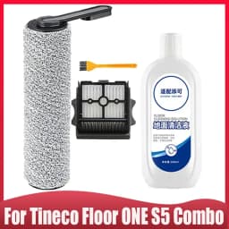 ملحقات مكنسة Tineco Floor ONE S5-Combo لتنظيف الأرضيات الرطبة والجافة، بما في ذلك فرشاة التنظيف، وفلتر HEPA، ومحلول التنظيف، وقطع الغيار.