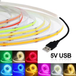 تيار مستمر 5 فولت USB COB Led قطاع ضوء أبيض/أحمر/أخضر/وردي/أزرق جليدي/أصفر 320 المصابيح شريط مرن ليلة مصباح إضاءة خلفية للتلفاز ديكور المنزل