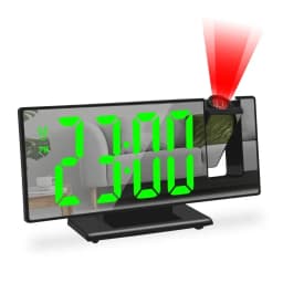 ساعة منبه رقمية تعمل بمنفذ USB 180 ° الذراع الإسقاط المنبه الوقت درجة الحرارة غفوة ساعة الطاولة 12/24H العارض ساعة ليد